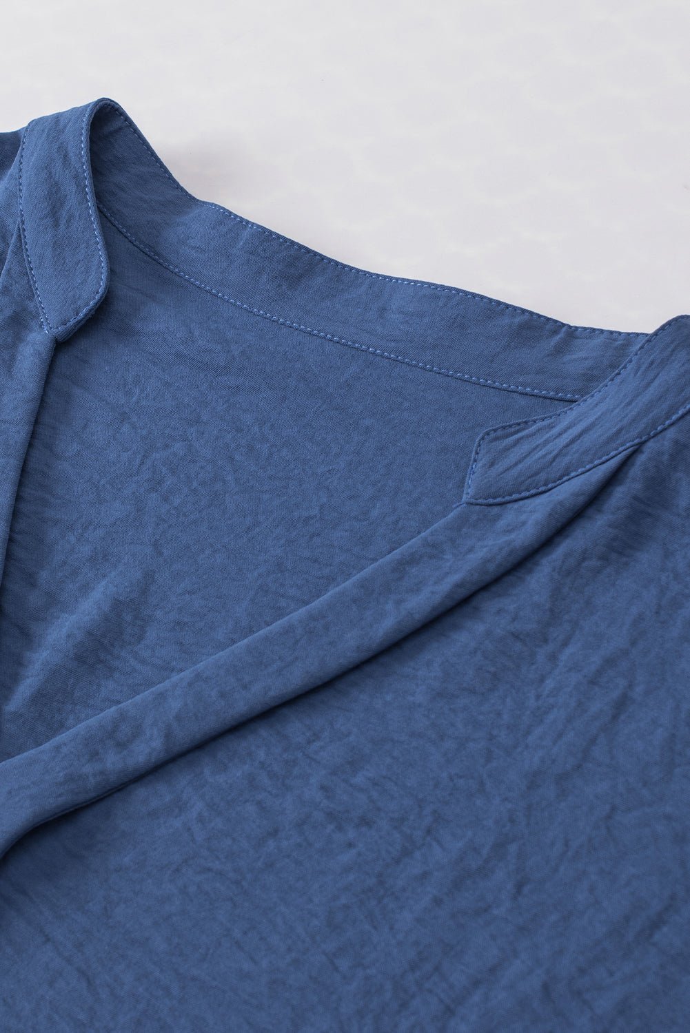 White Notched Neck Batwing Sleeve Blouse - MAD RUFFI