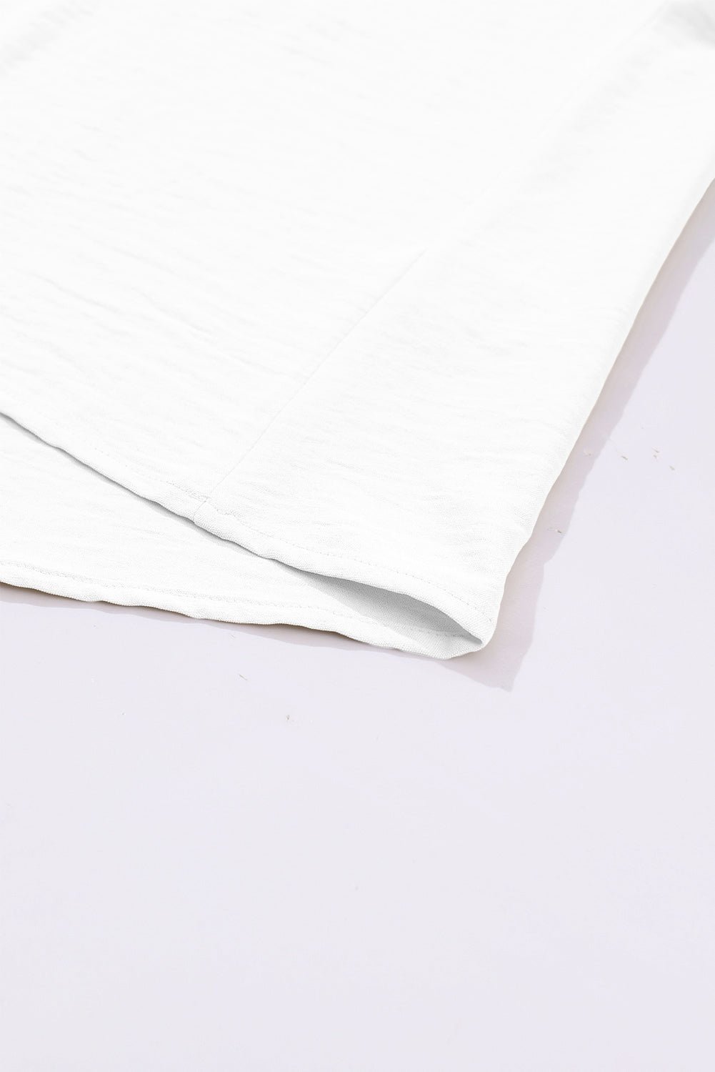 White Notched Neck Batwing Sleeve Blouse - MAD RUFFI