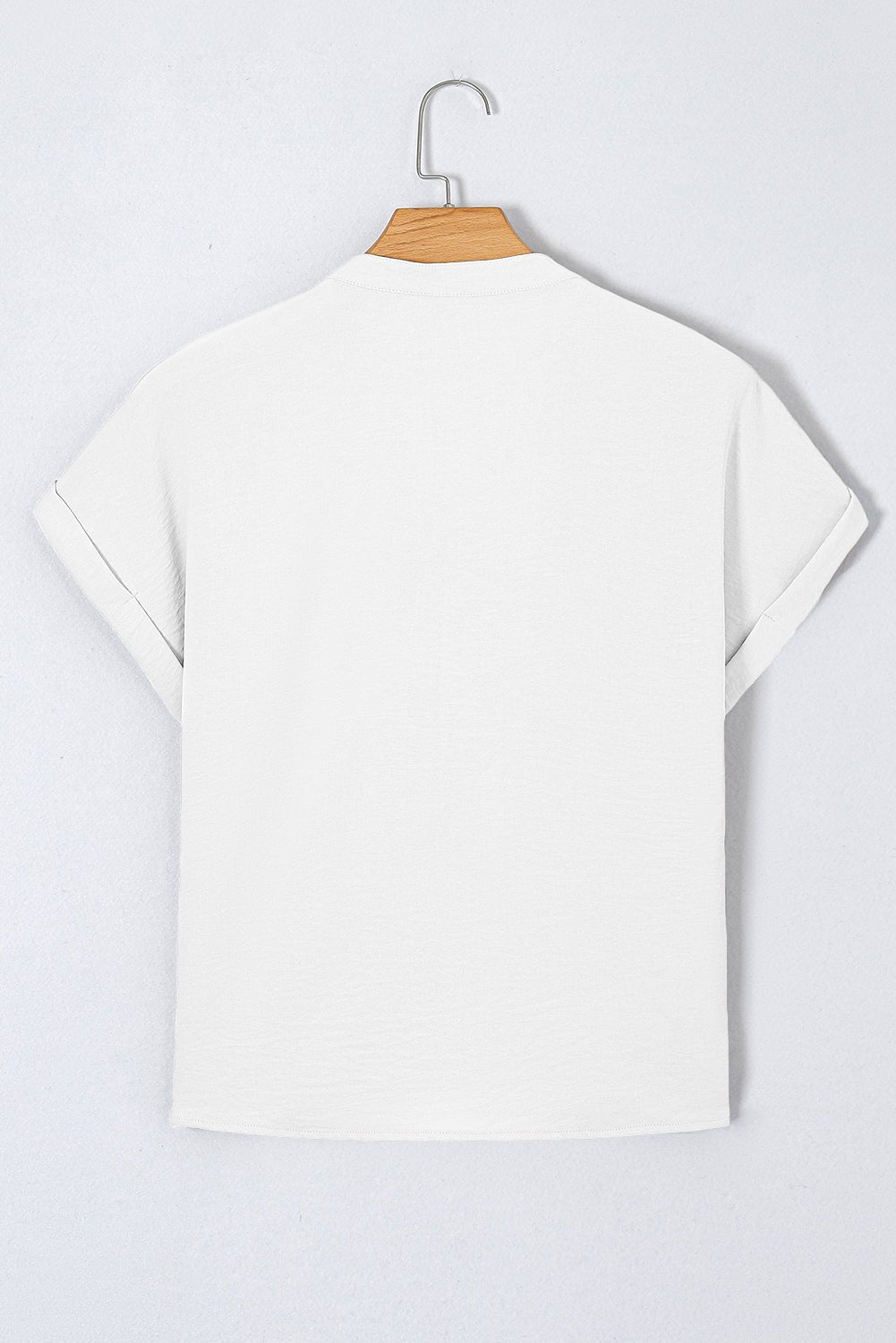 White Notched Neck Batwing Sleeve Blouse - MAD RUFFI