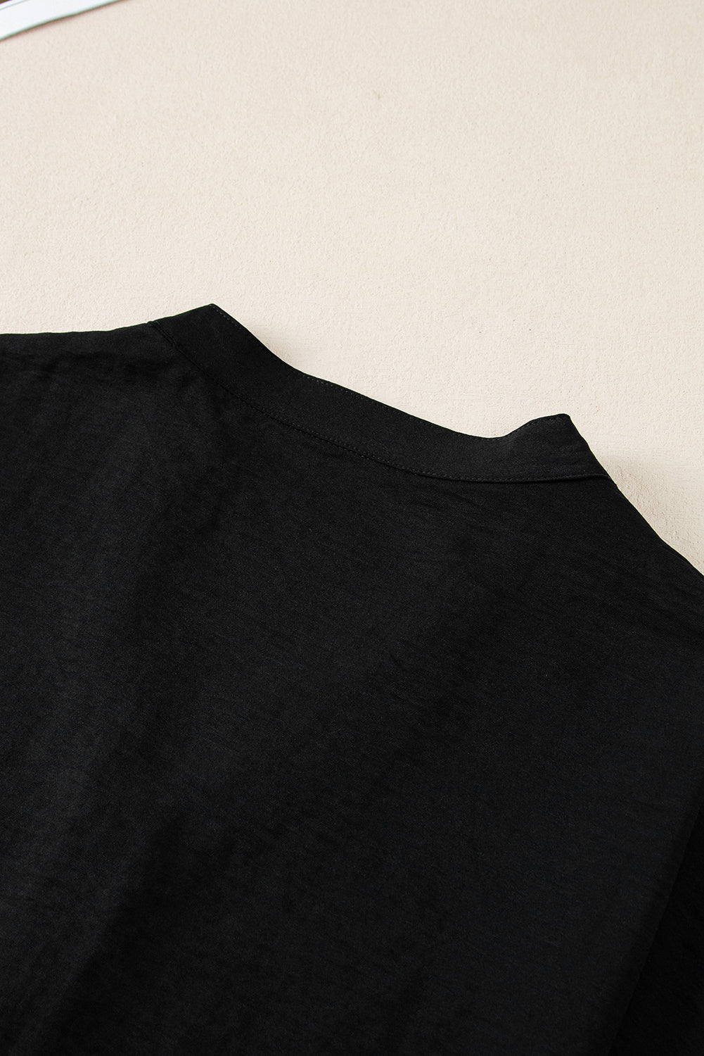 White Notched Neck Batwing Sleeve Blouse - MAD RUFFI