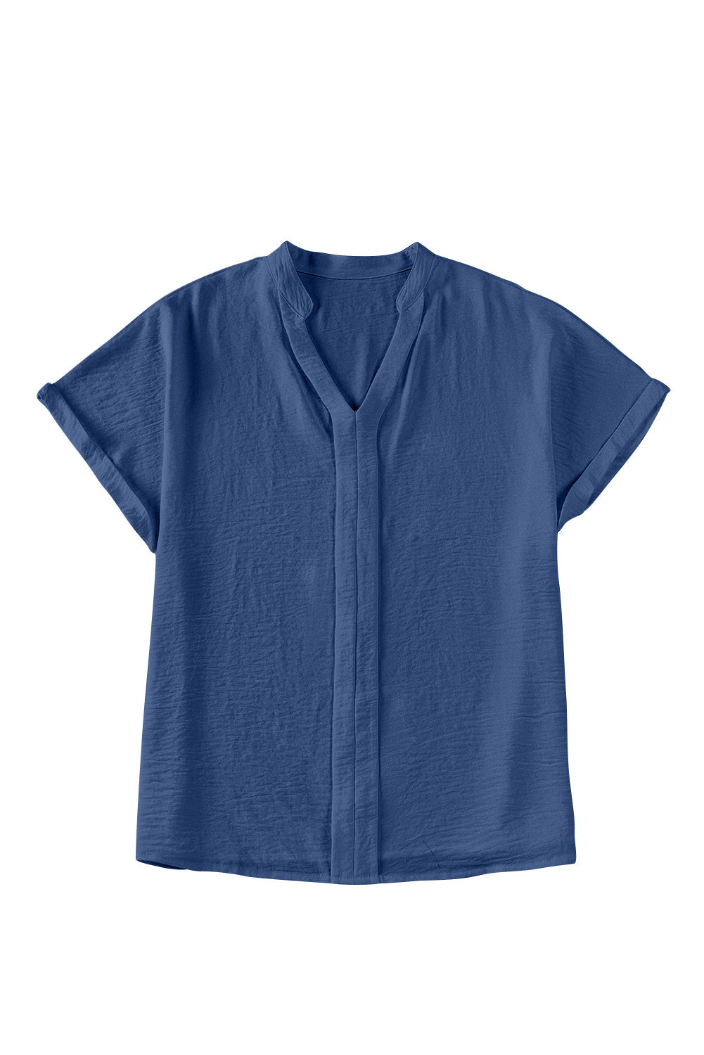 White Notched Neck Batwing Sleeve Blouse - MAD RUFFI