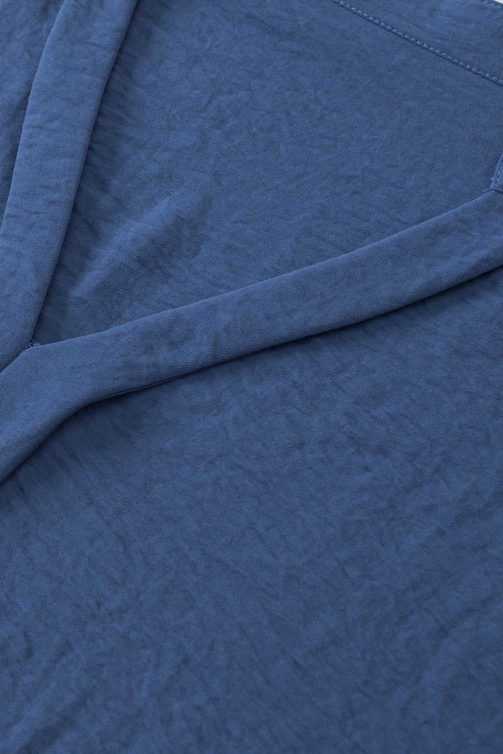 White Notched Neck Batwing Sleeve Blouse - MAD RUFFI