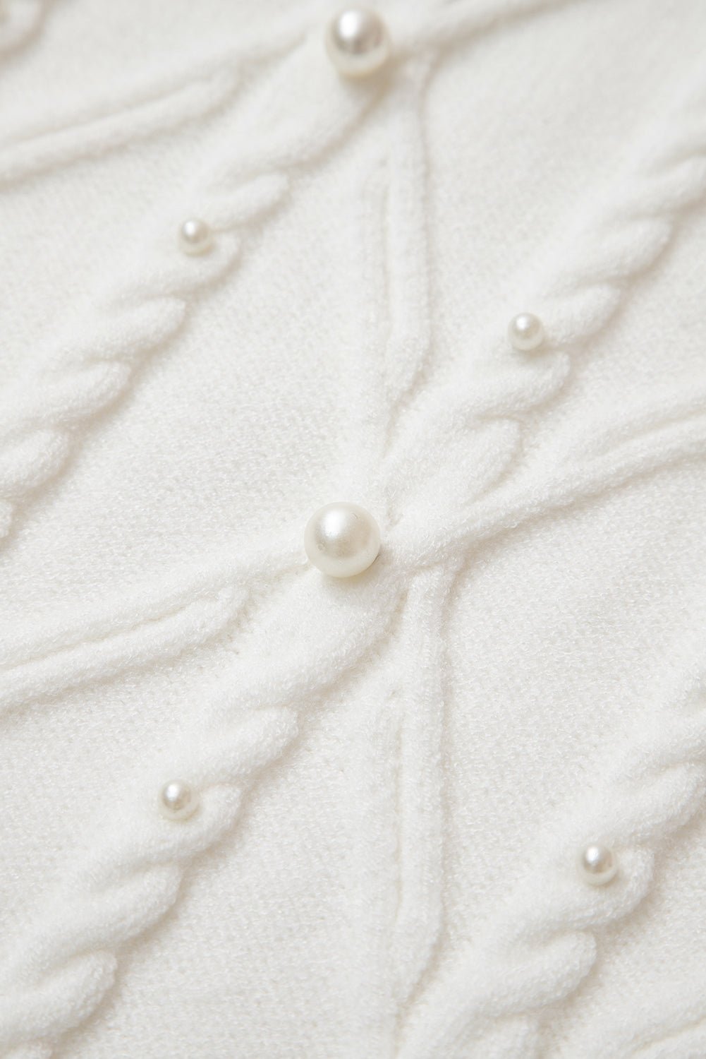 White Pearl High Neck Textured Knit Sweater Vest - MAD RUFFI