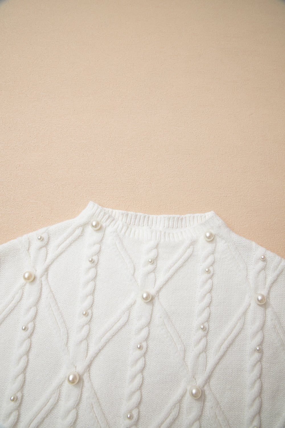 White Pearl High Neck Textured Knit Sweater Vest - MAD RUFFI