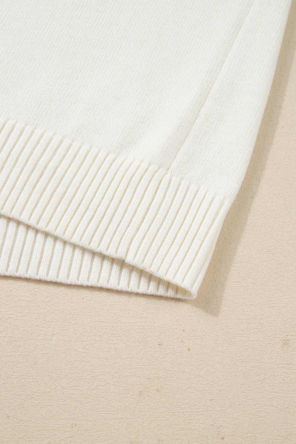 White Plaid Heart Embroidered Cuffed Drop Shoulder Crew Neck Sweater - MAD RUFFI