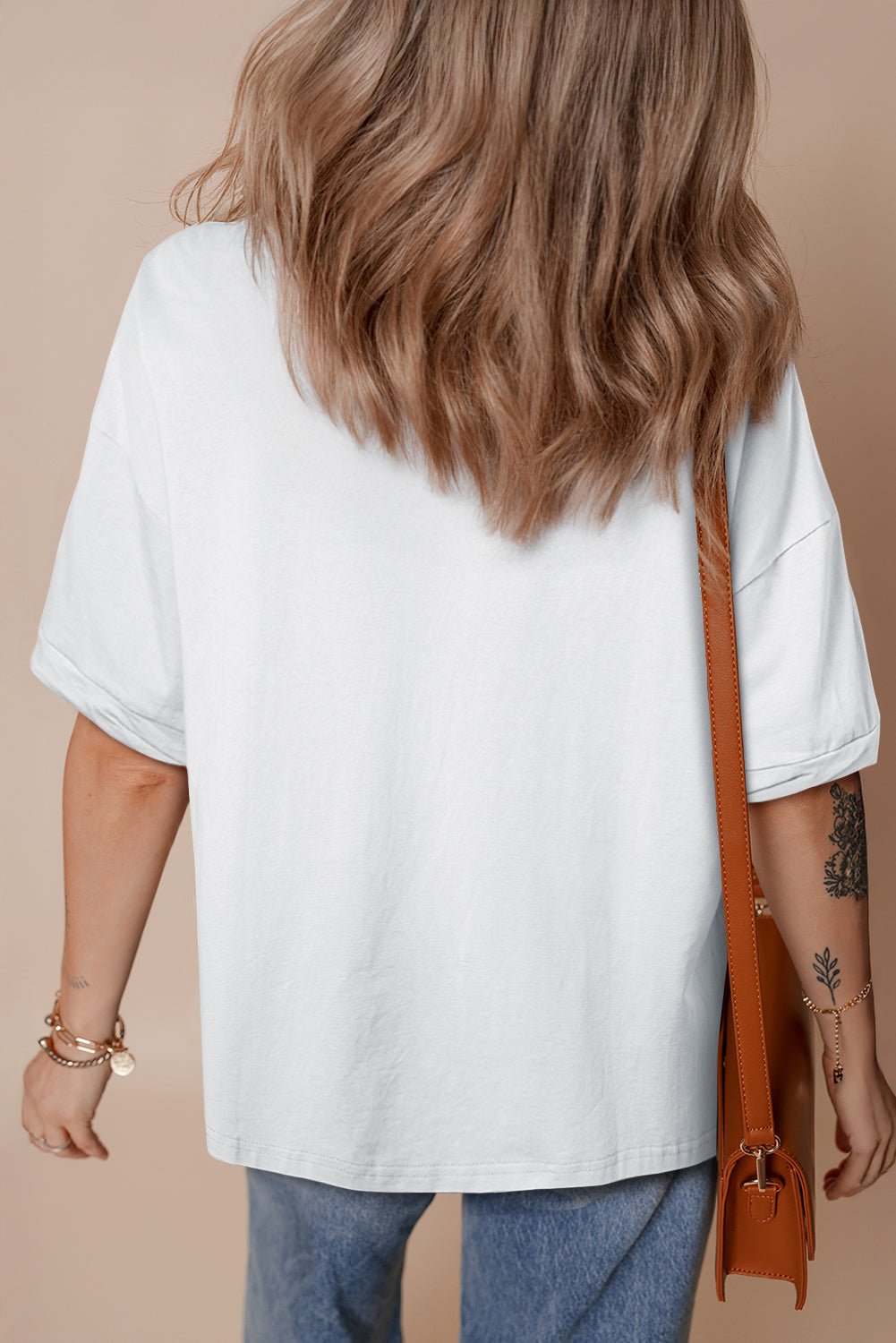 White Plain Side Slit Oversized Tee - MAD RUFFI