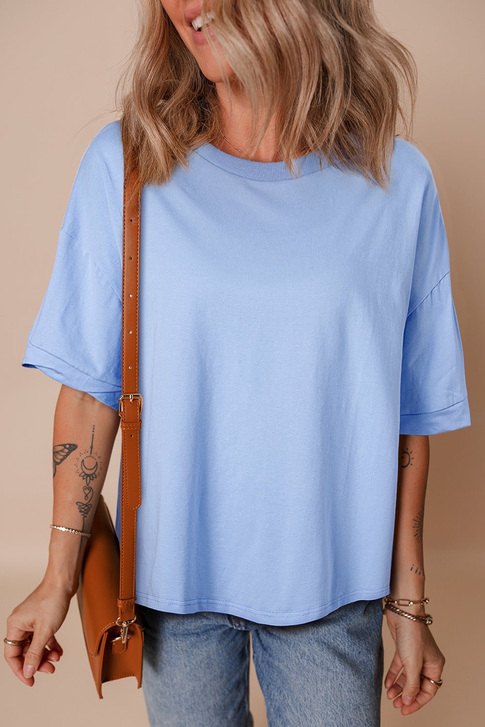 White Plain Side Slit Oversized Tee - MAD RUFFI