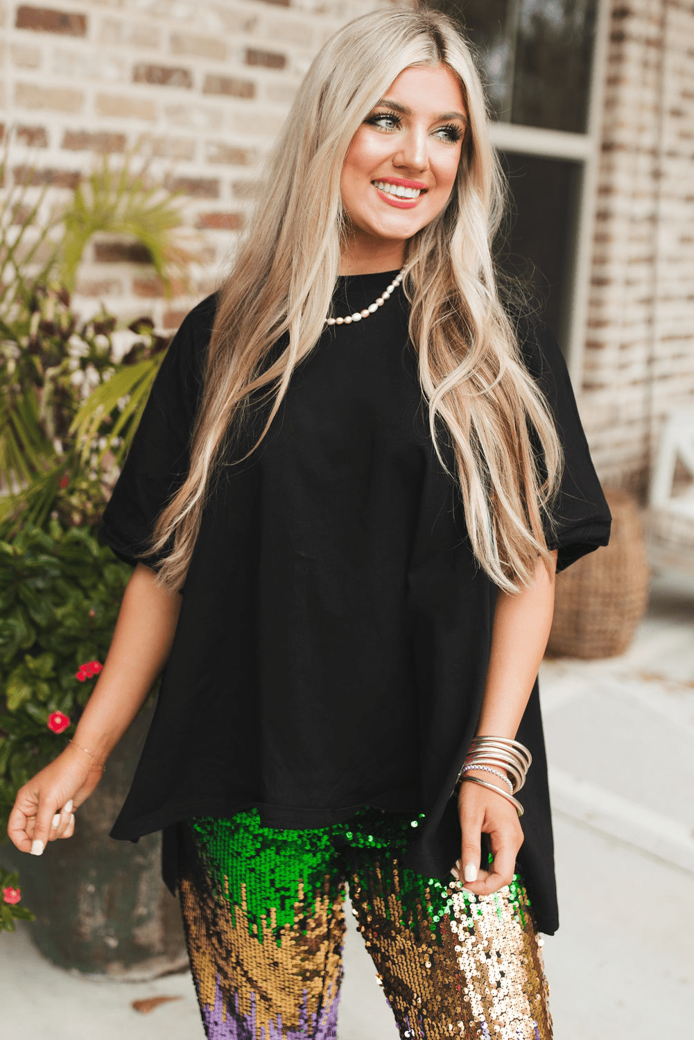 White Plain Side Slit Oversized Tee - MAD RUFFI