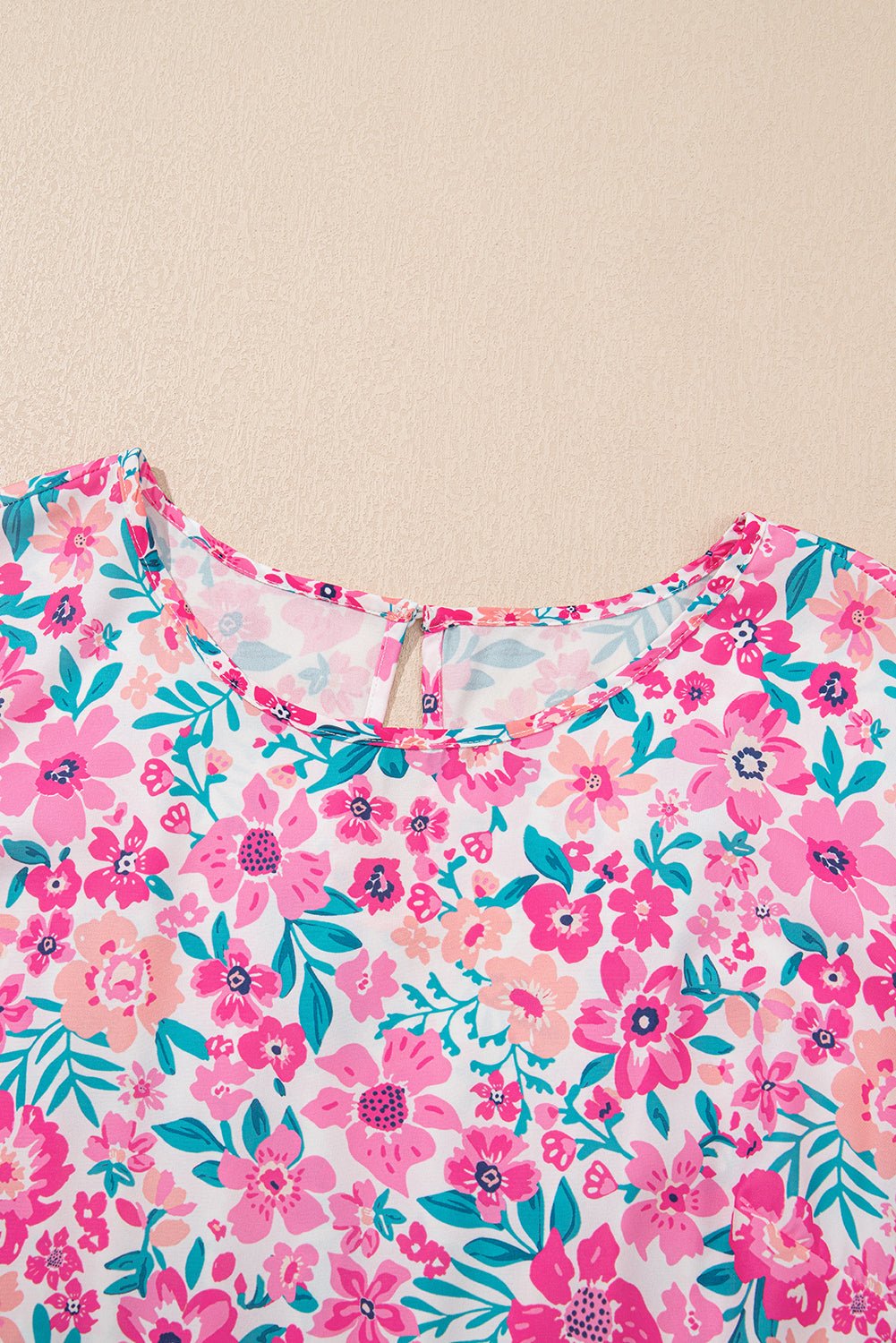 White Plus Size Floral Print Ruffle Short Sleeve Flare Dress - MAD RUFFI