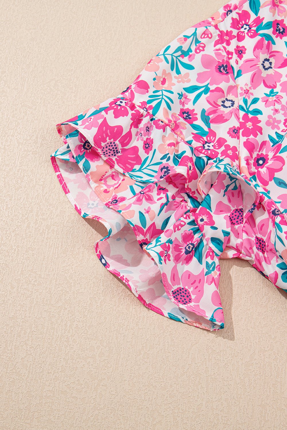 White Plus Size Floral Print Ruffle Short Sleeve Flare Dress - MAD RUFFI