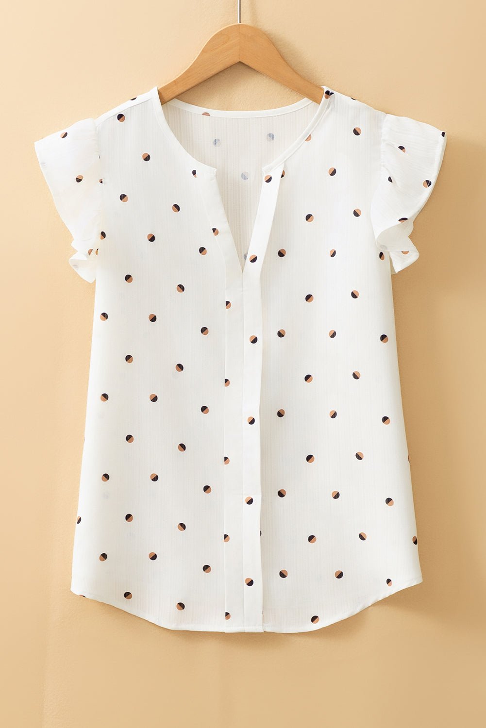 white polka dot print v neck sleeveless shirt - MAD RUFFI