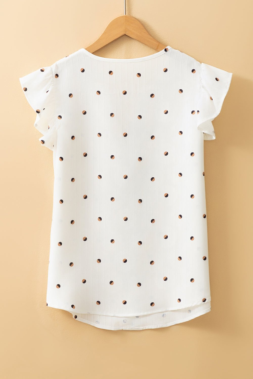 white polka dot print v neck sleeveless shirt - MAD RUFFI