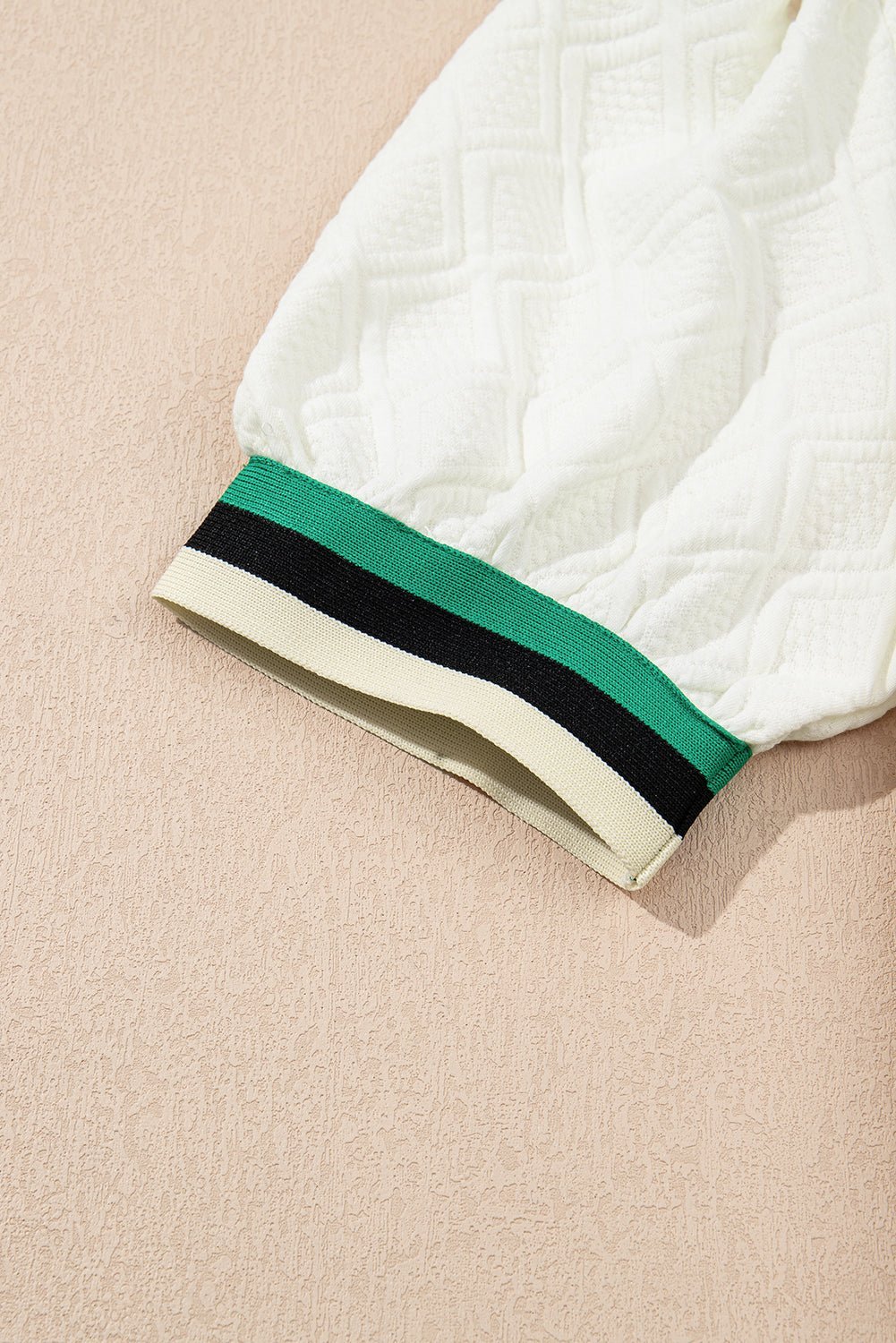 White Pop of Color Neckline Checkered Textured Puff Sleeve Mini Dress - MAD RUFFI