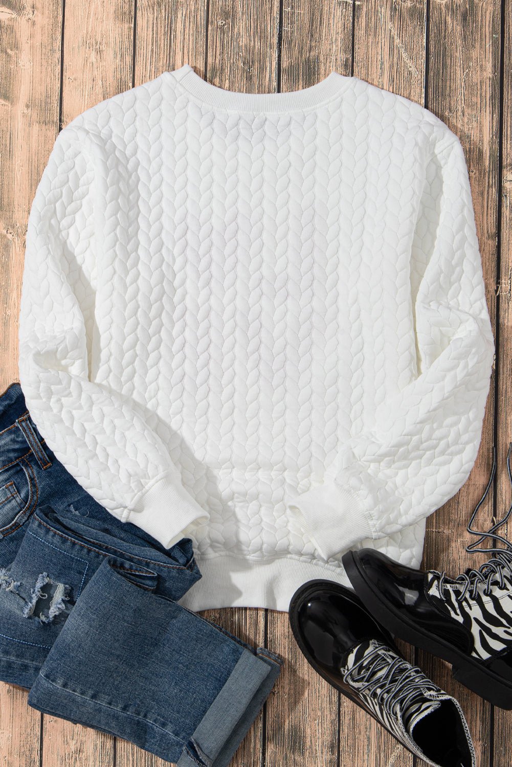 White Quilted Valentine Love Heart Shape Graphic Sweatshirt - MAD RUFFI