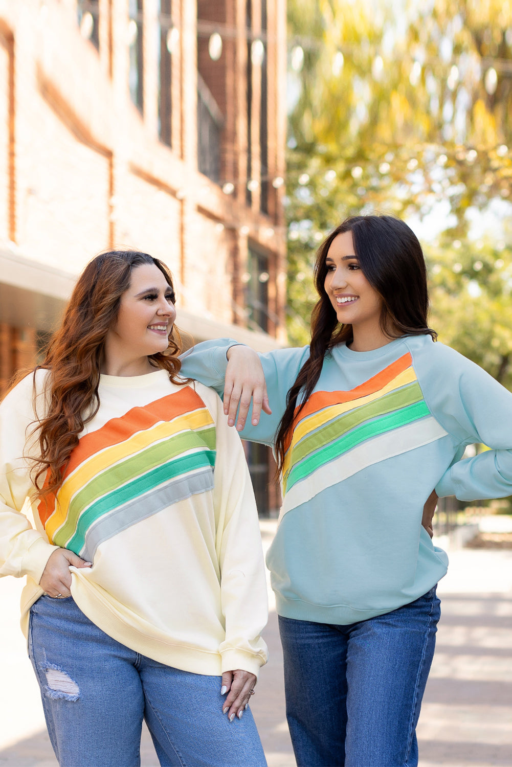 White Rainbow Colorblock Plus Size Sweatshirt - Plus Size Tops