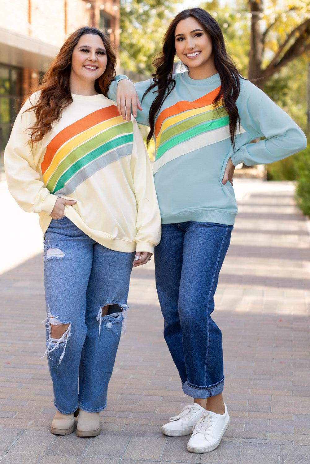 White Rainbow Colorblock Plus Size Sweatshirt - Plus Size Tops