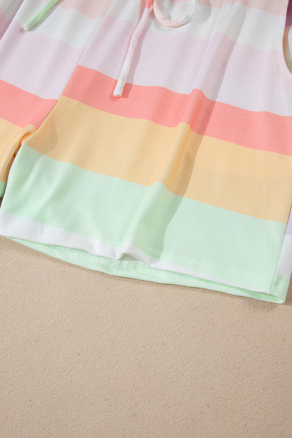 White Rainbow Striped T Shirt and Shorts Set - Loungewear Set