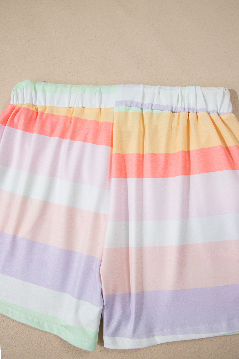 White Rainbow Striped T Shirt and Shorts Set - Loungewear Set