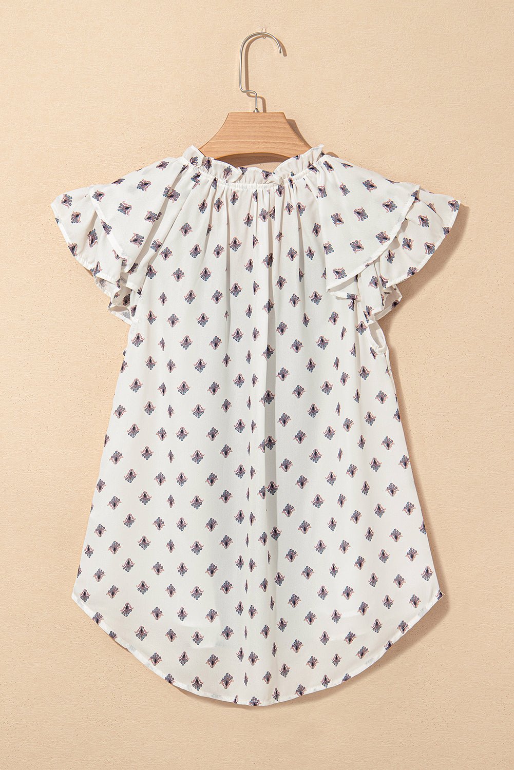 white ruffle sleeve buttoned v neck boho blouse - MAD RUFFI