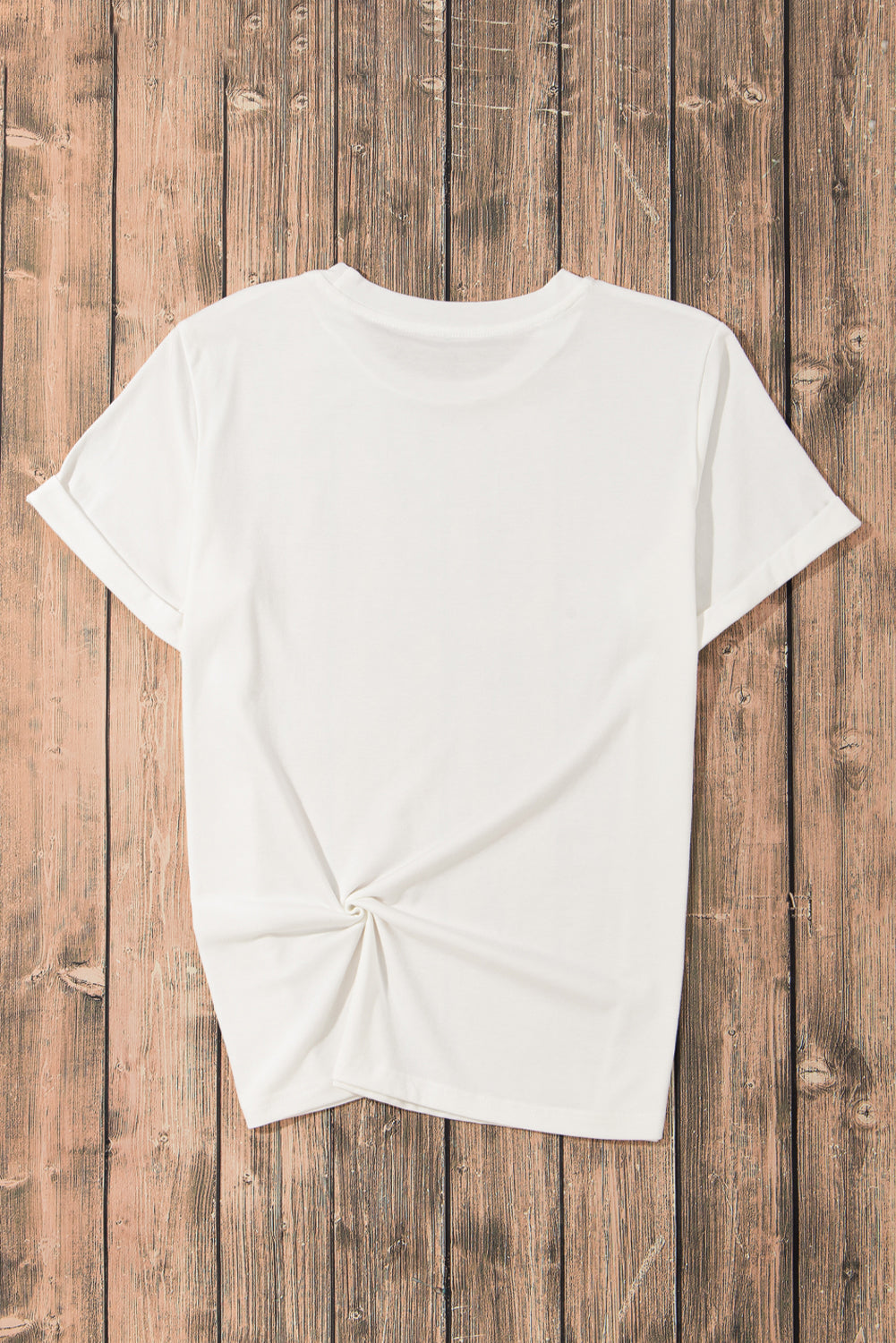 White Sequined Cheetah Graphic Round Neck Tee - MAD RUFFI