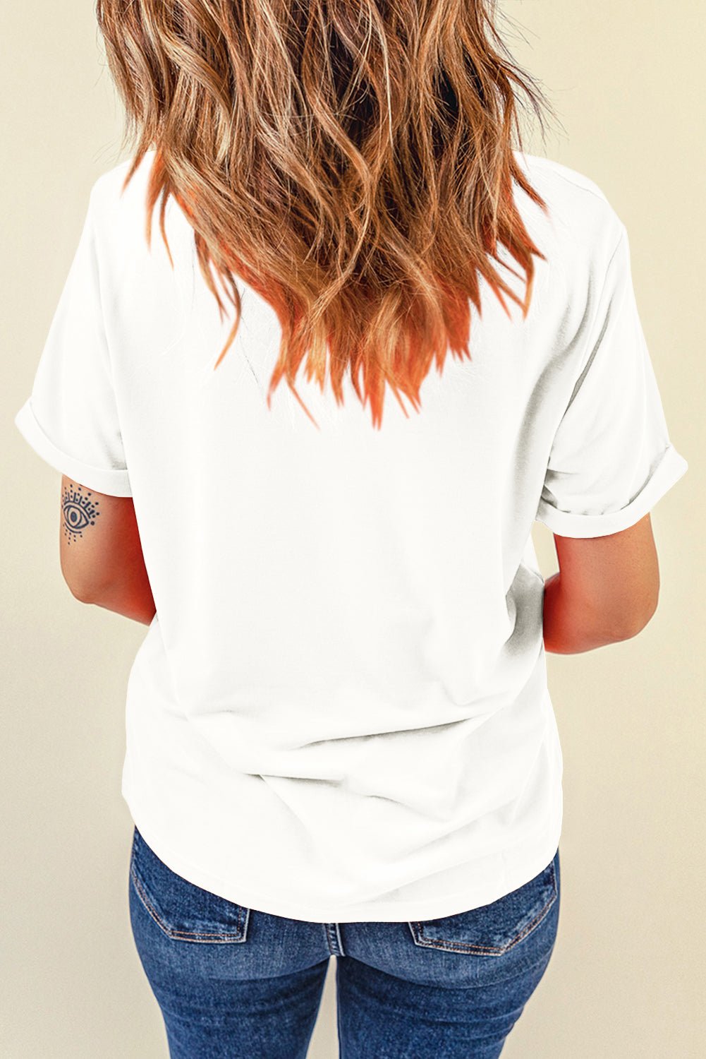 White Solid Color Basic Crew Neck Plain Tee - MAD RUFFI