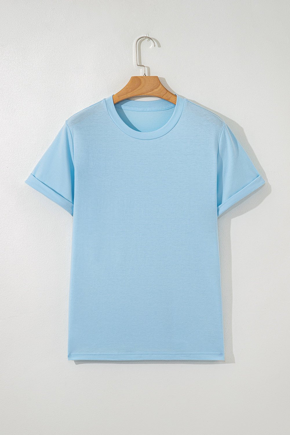 White Solid Color Basic Crew Neck Plain Tee - MAD RUFFI