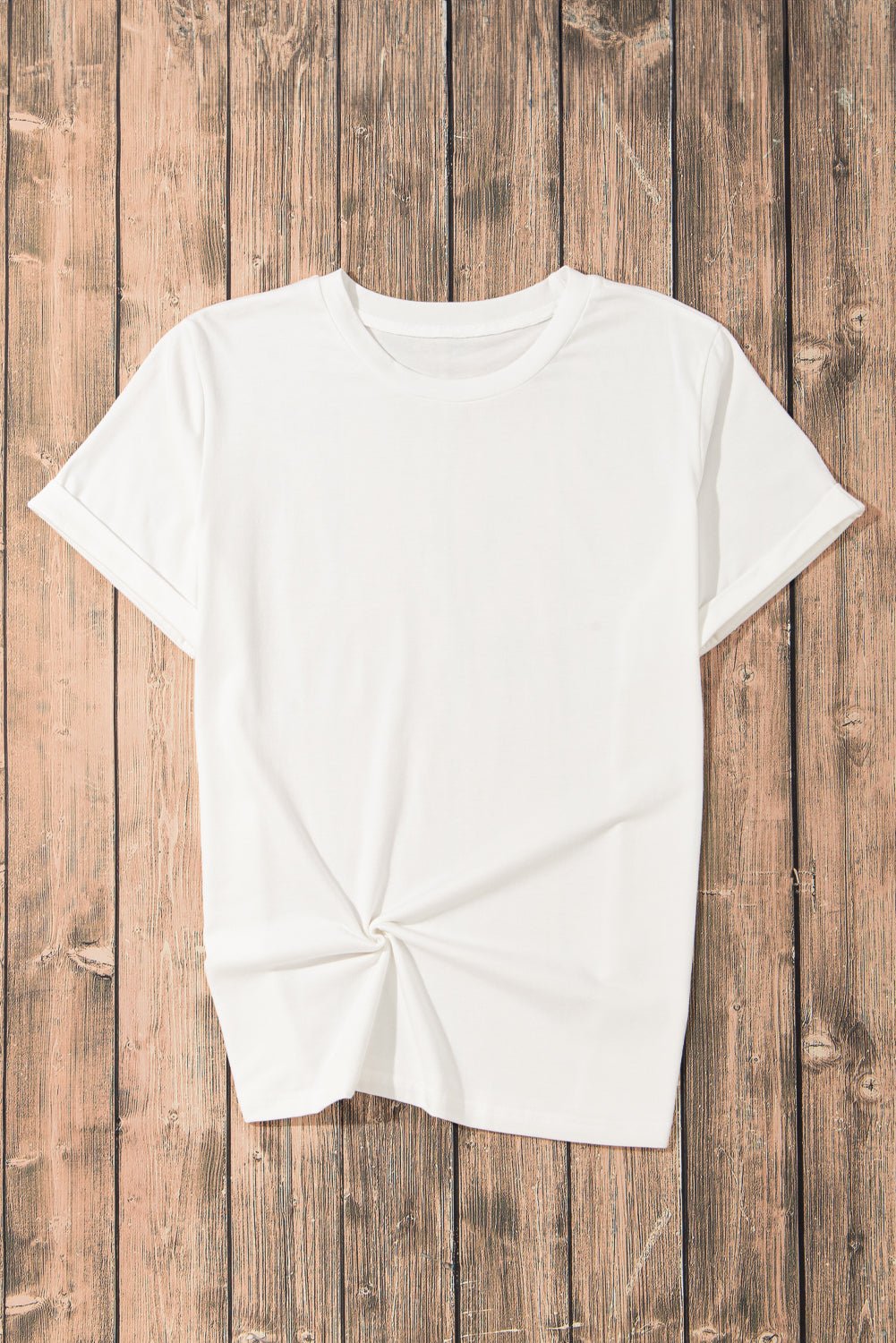 White Solid Color Basic Crew Neck Plain Tee - MAD RUFFI