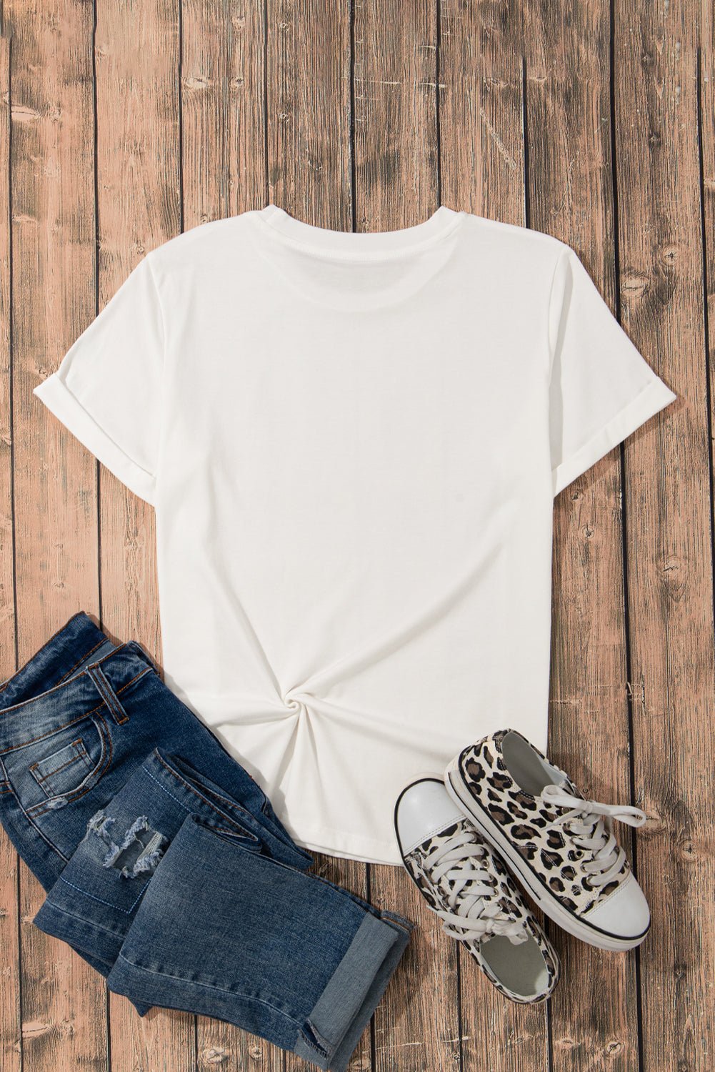 White Solid Color Basic Crew Neck Plain Tee - MAD RUFFI