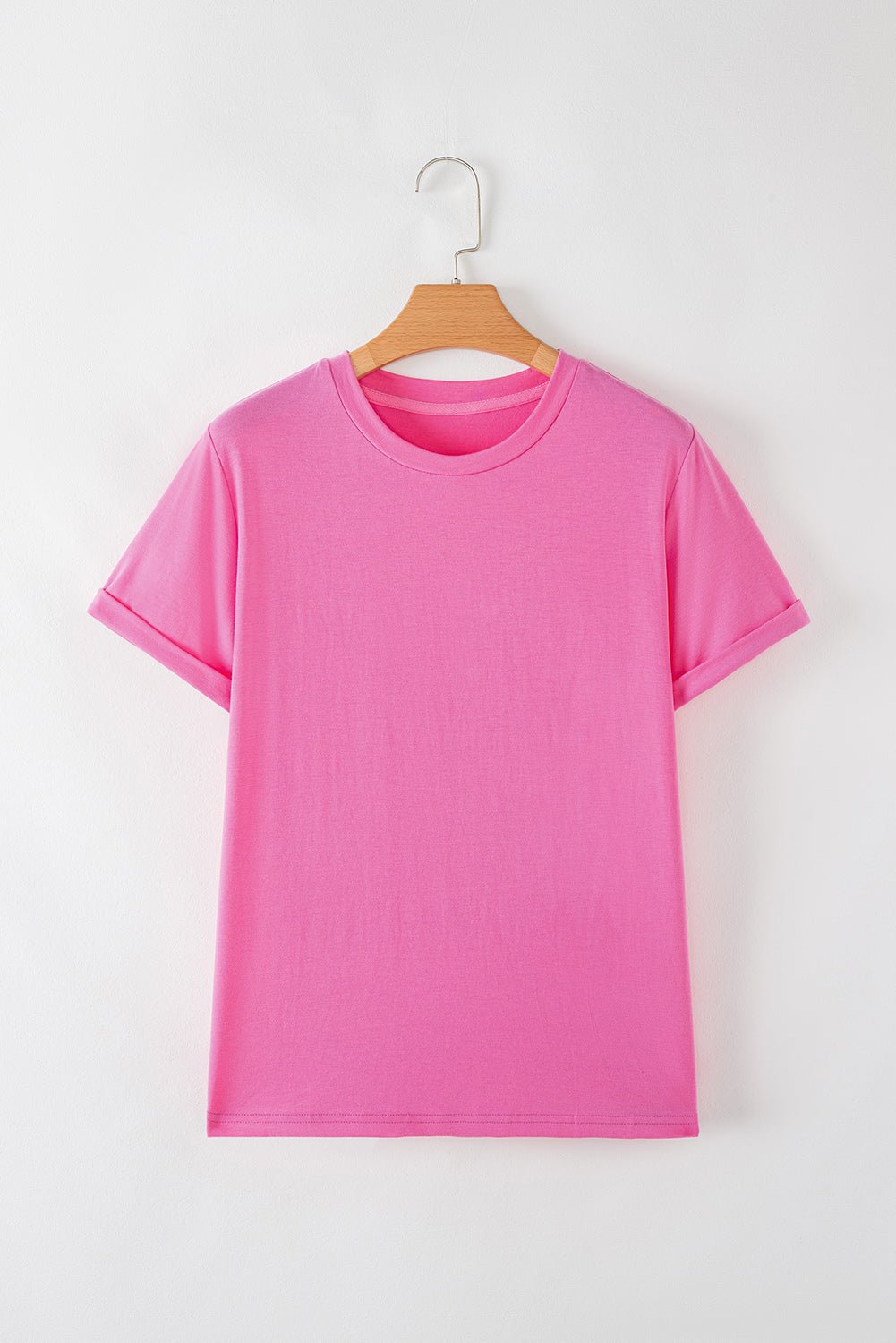 White Solid Color Basic Crew Neck Plain Tee - MAD RUFFI