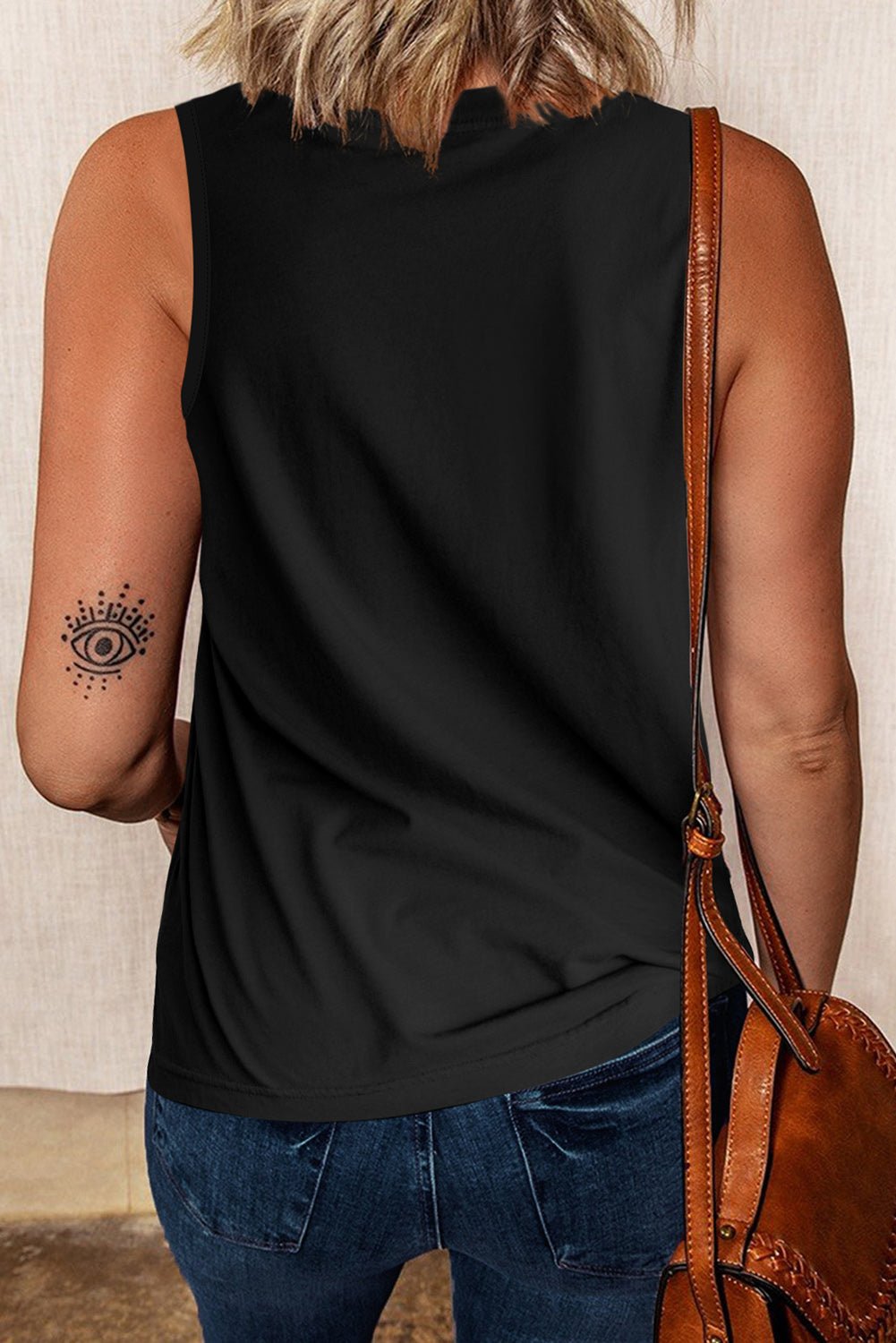 white solid color basic crew neck tank - MAD RUFFI