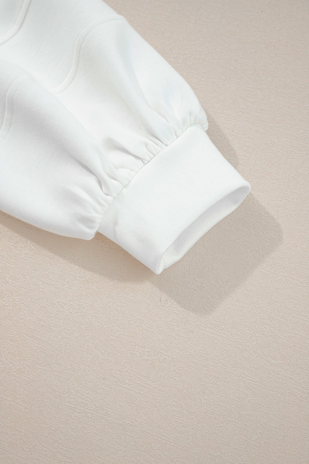 White Solid Color Zip Up Knit Puff Sleeve Jacket - MAD RUFFI