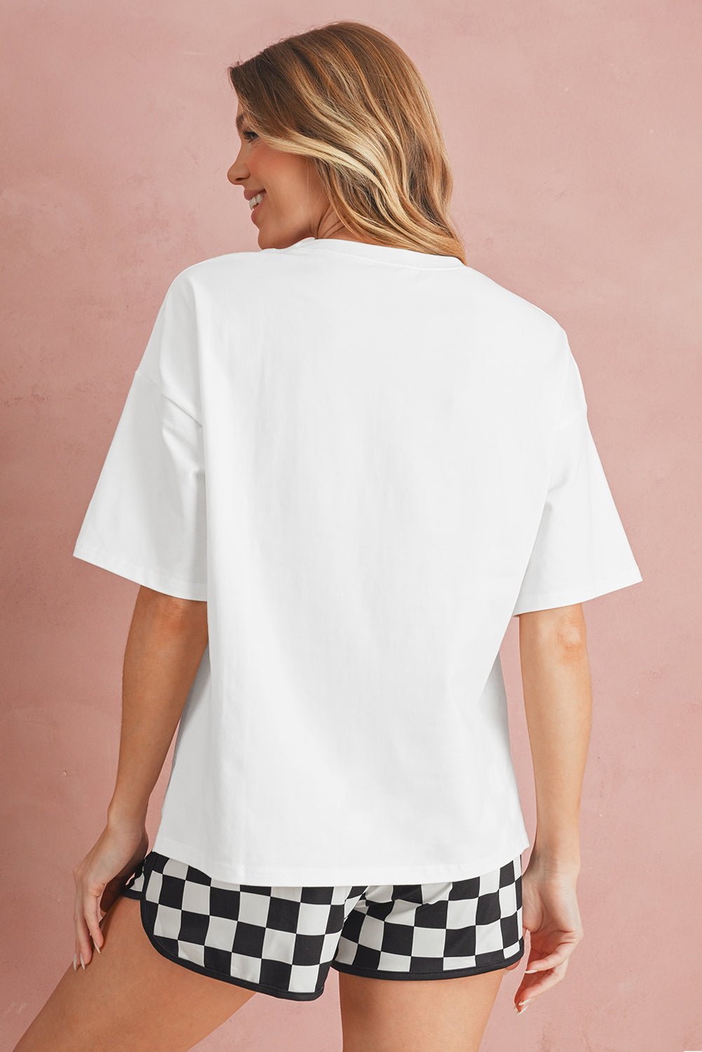 white star patched drop shoulder half sleeve loose tee - MAD RUFFI