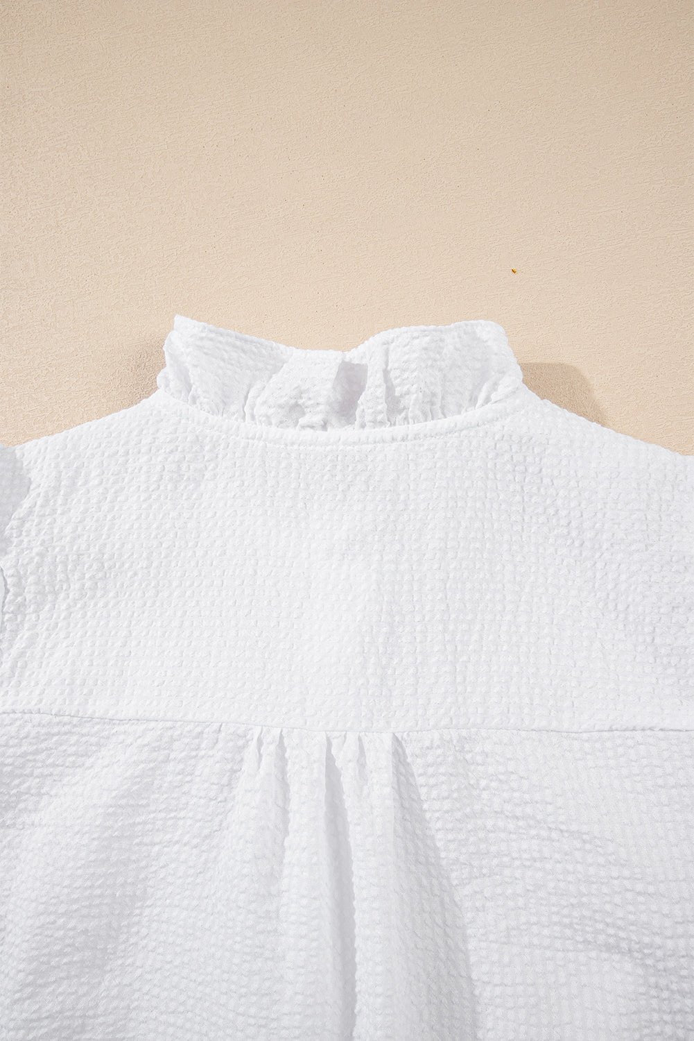 White Striped Bubble Sleeve Ruffle Shirt - MAD RUFFI