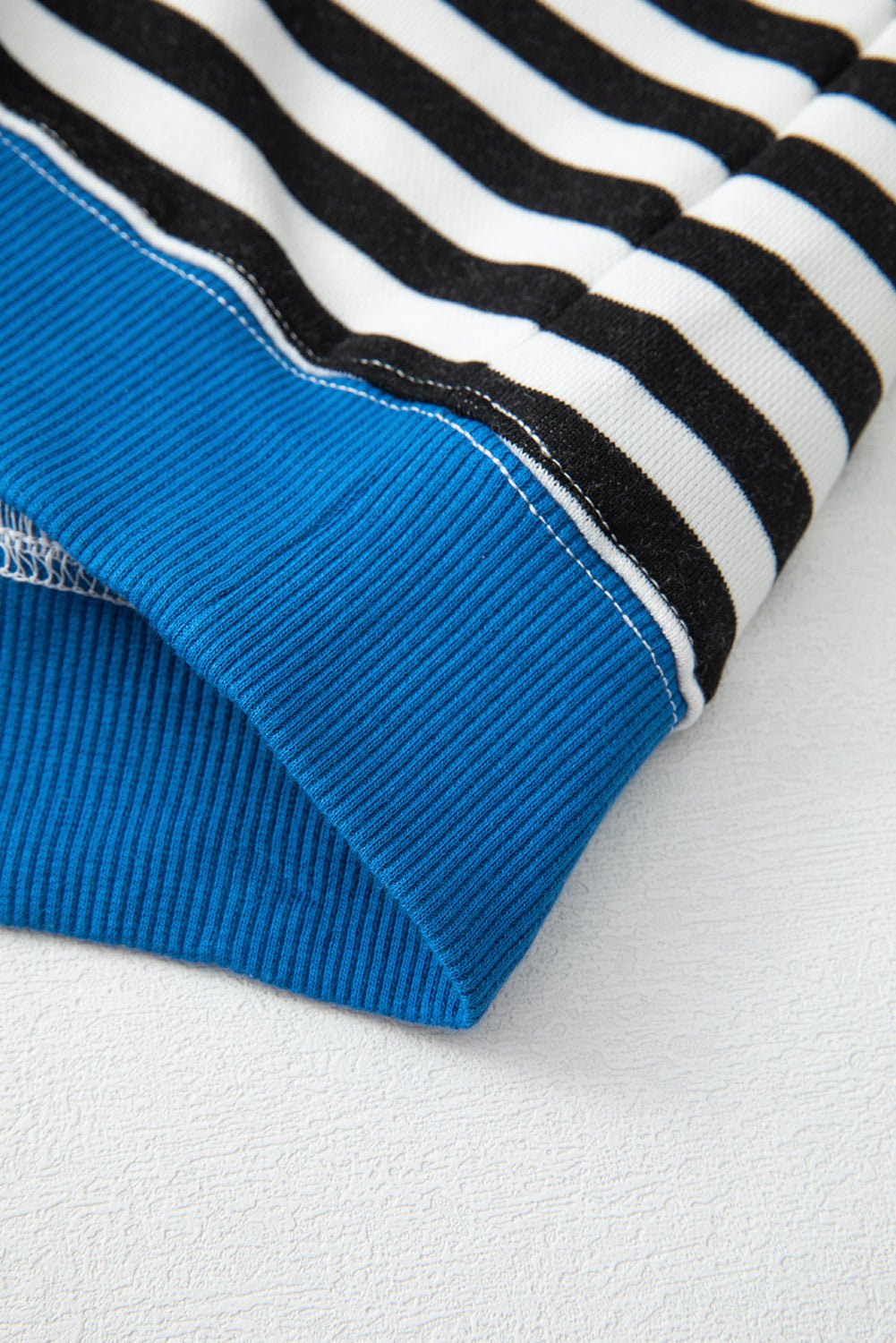 White Striped Contrast Trim Drop Shoulder Sweatshirt - MAD RUFFI