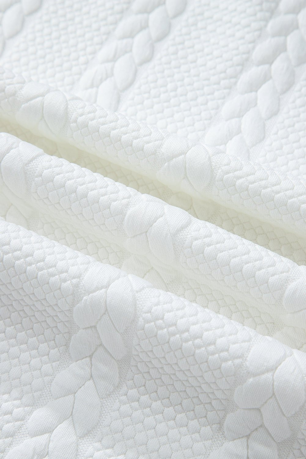 White Textured Loose Plus Size Long Sleeve Top - MAD RUFFI