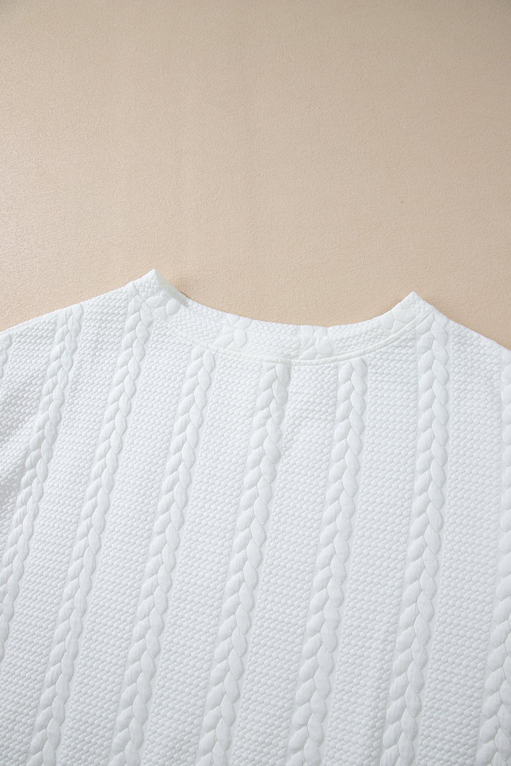 White Textured Loose Plus Size Long Sleeve Top - MAD RUFFI