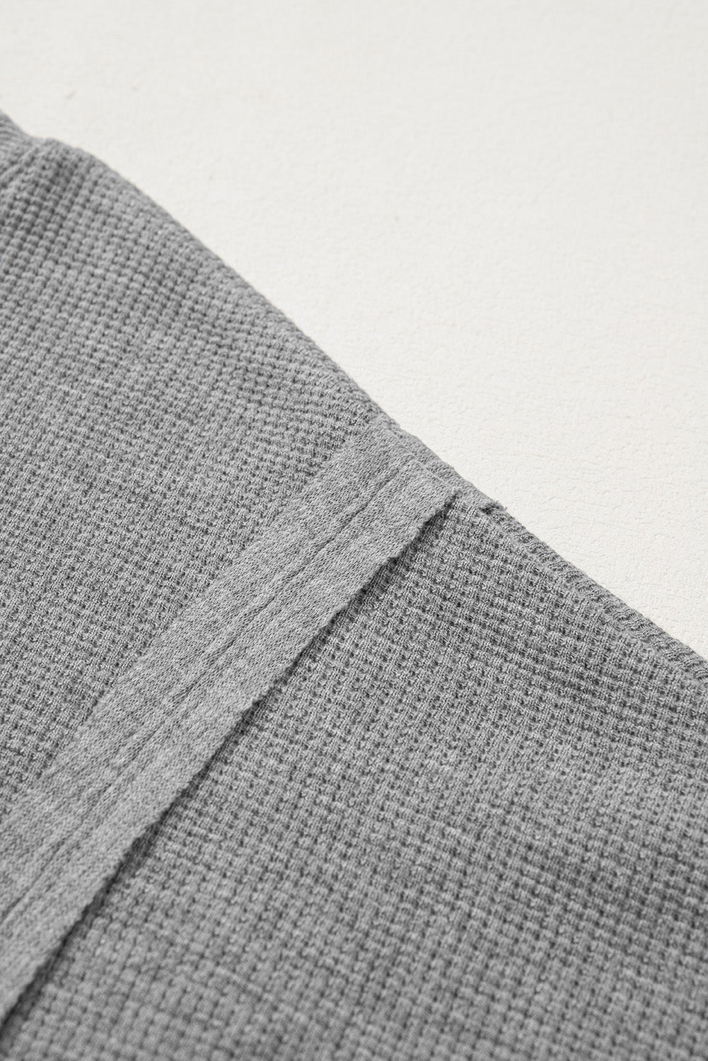 White Waffle Bishop Sleeve Split Oversized Sweatshirt - MAD RUFFI