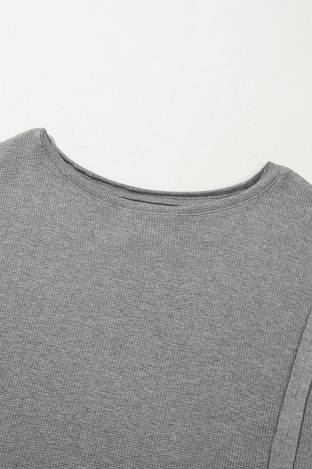 White Waffle Bishop Sleeve Split Oversized Sweatshirt - MAD RUFFI