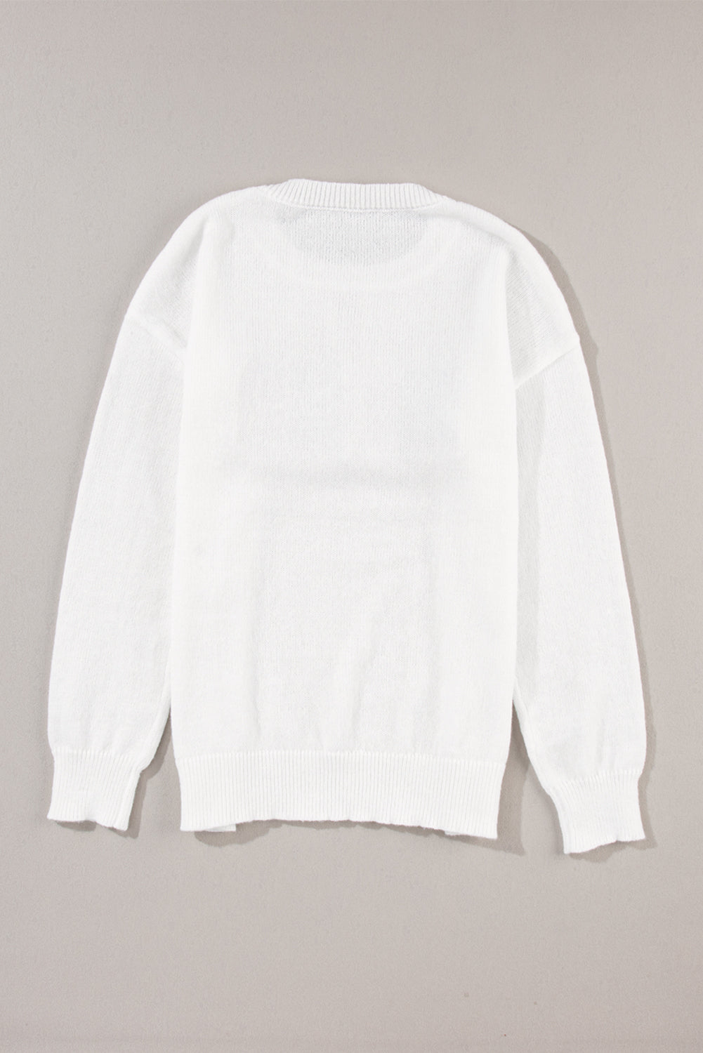 White XOXO Chenille Letter Round Neck Casual Sweater - Sweaters