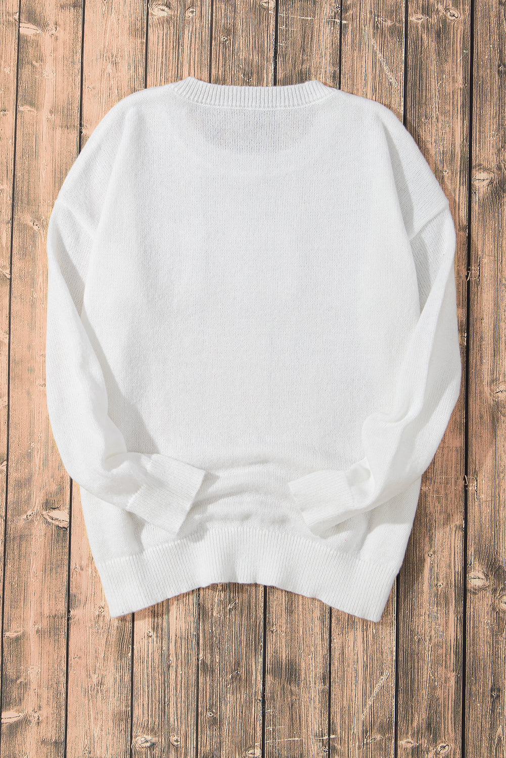 White XOXO Chenille Letter Round Neck Casual Sweater - Sweaters