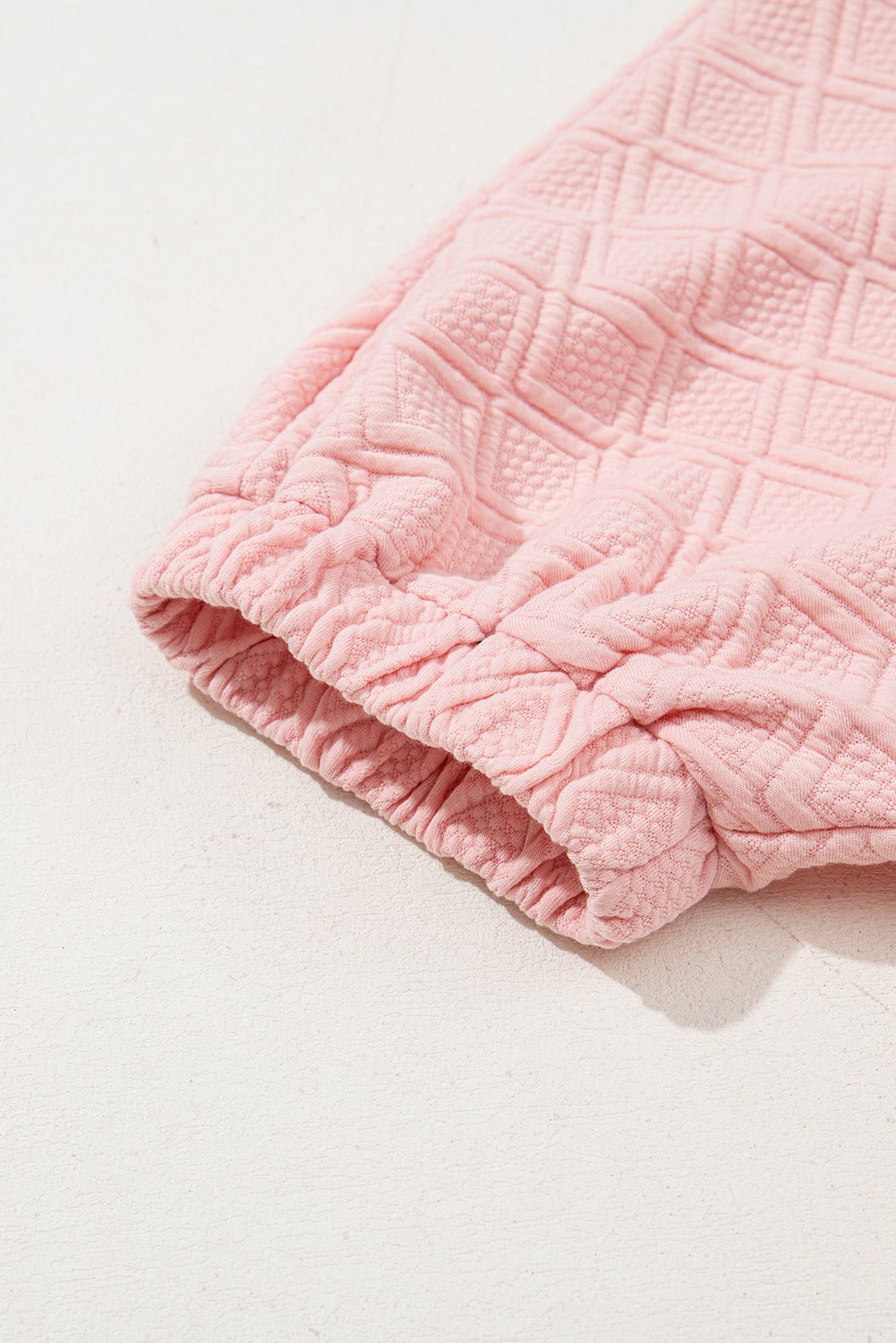 White Zipper Collar Puff Sleeve Textured Pop of Color Neckline Blouse - MAD RUFFI