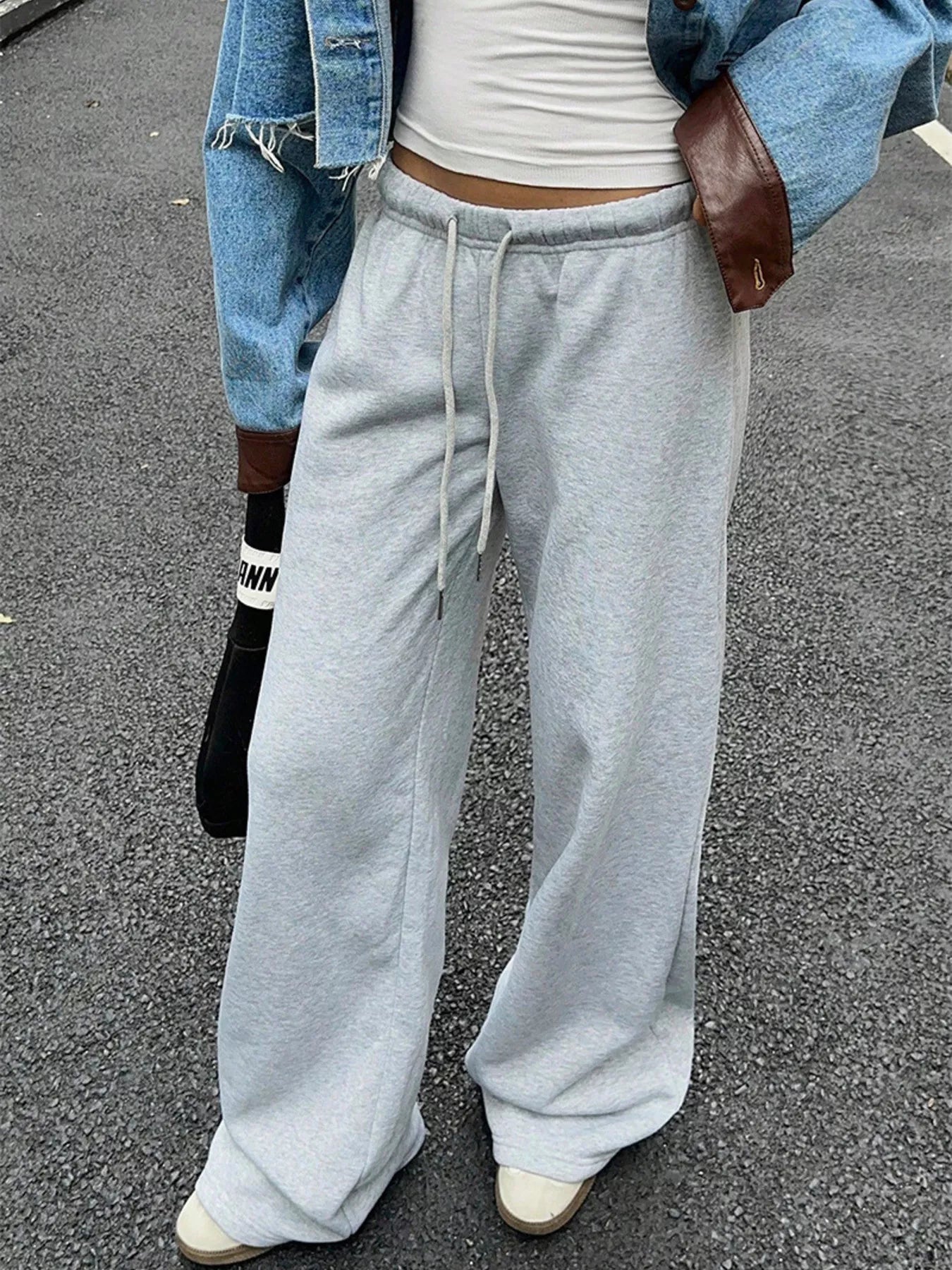 Wide Leg Drawstring Sweatpants - MAD RUFFI