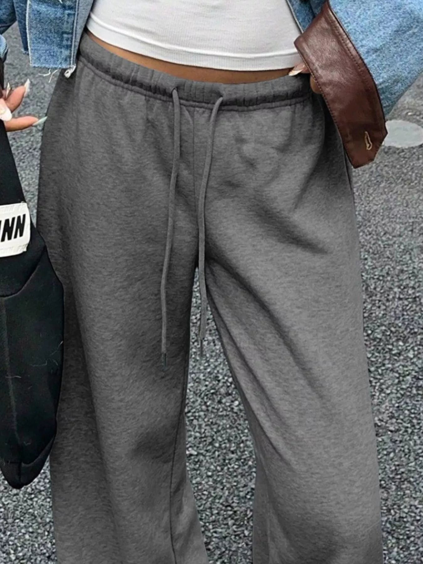 Wide Leg Drawstring Sweatpants - MAD RUFFI