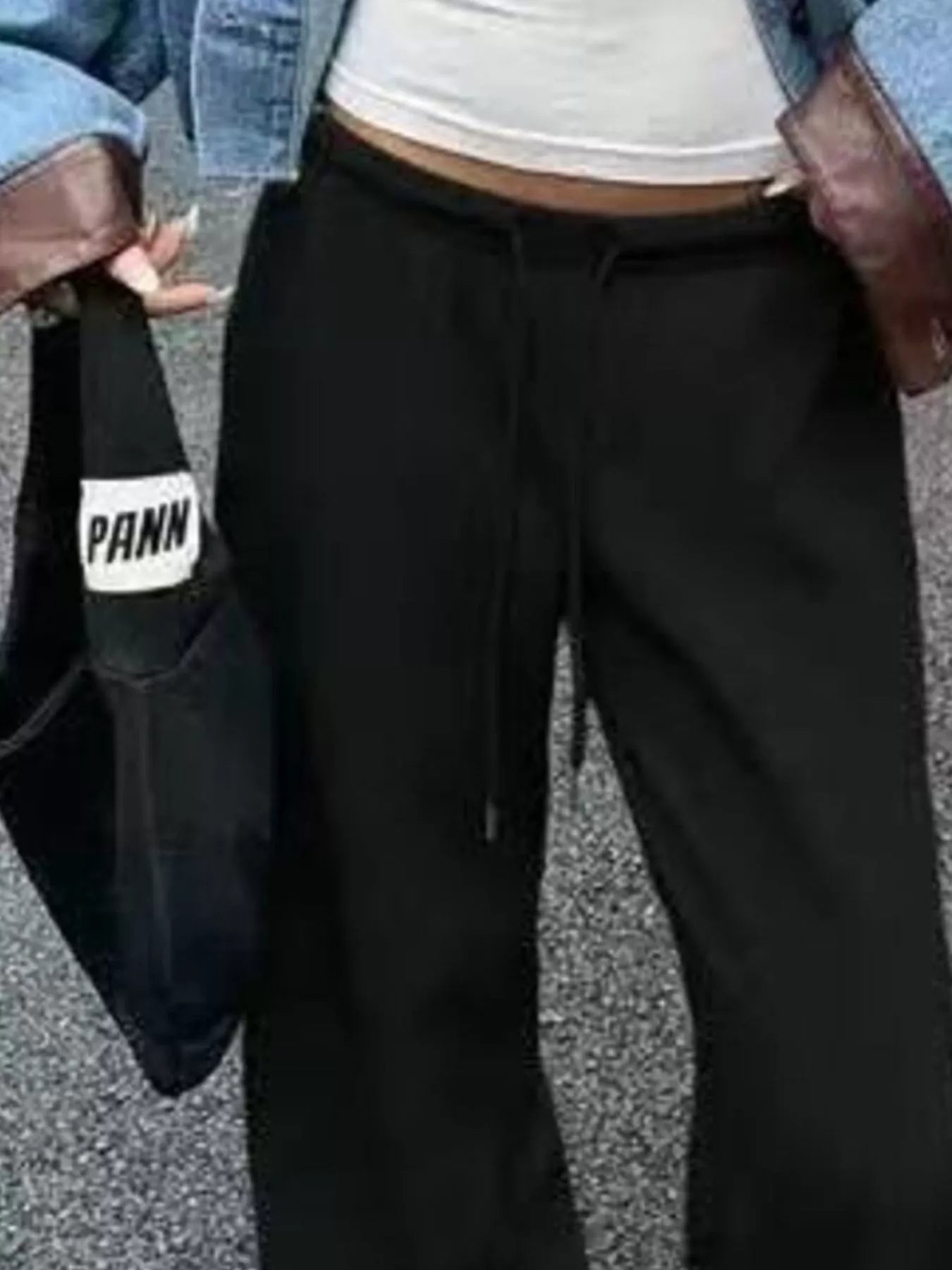 Wide Leg Drawstring Sweatpants - MAD RUFFI