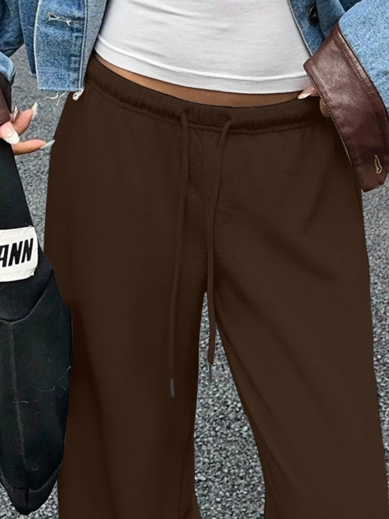 Wide Leg Drawstring Sweatpants - MAD RUFFI