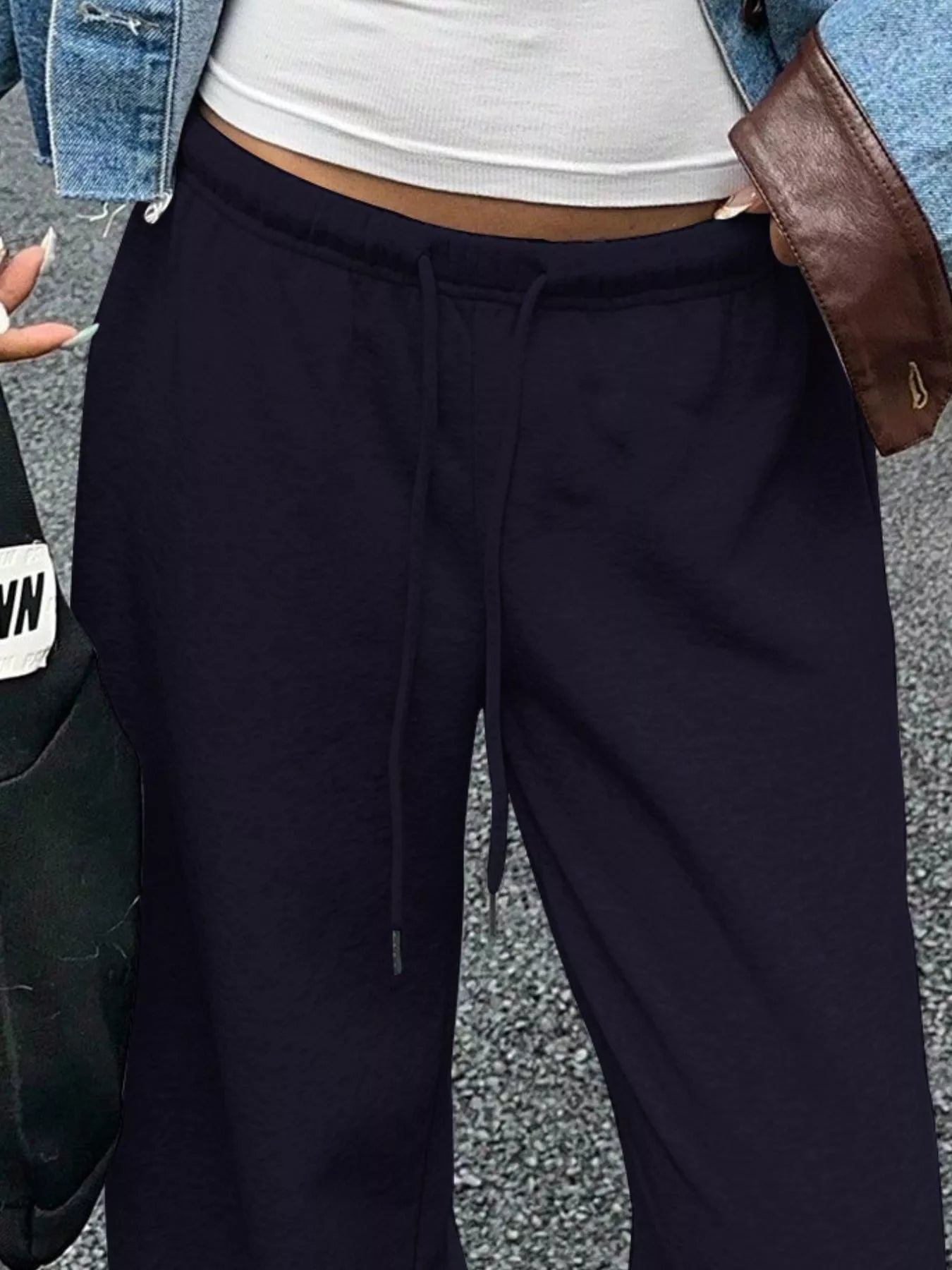 Wide Leg Drawstring Sweatpants - MAD RUFFI