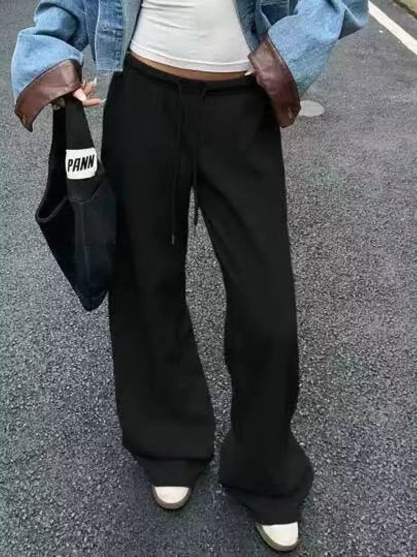 Wide Leg Drawstring Sweatpants - MAD RUFFI