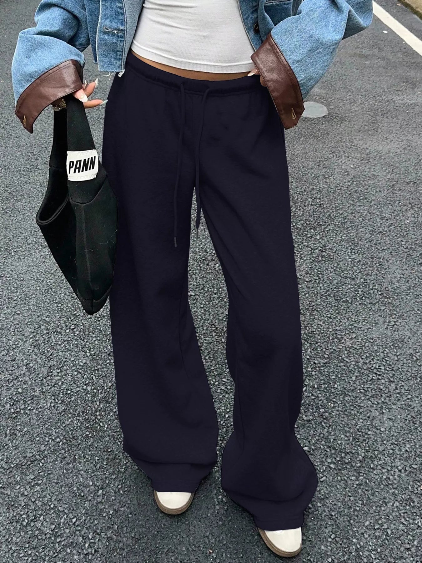 Wide Leg Drawstring Sweatpants - MAD RUFFI