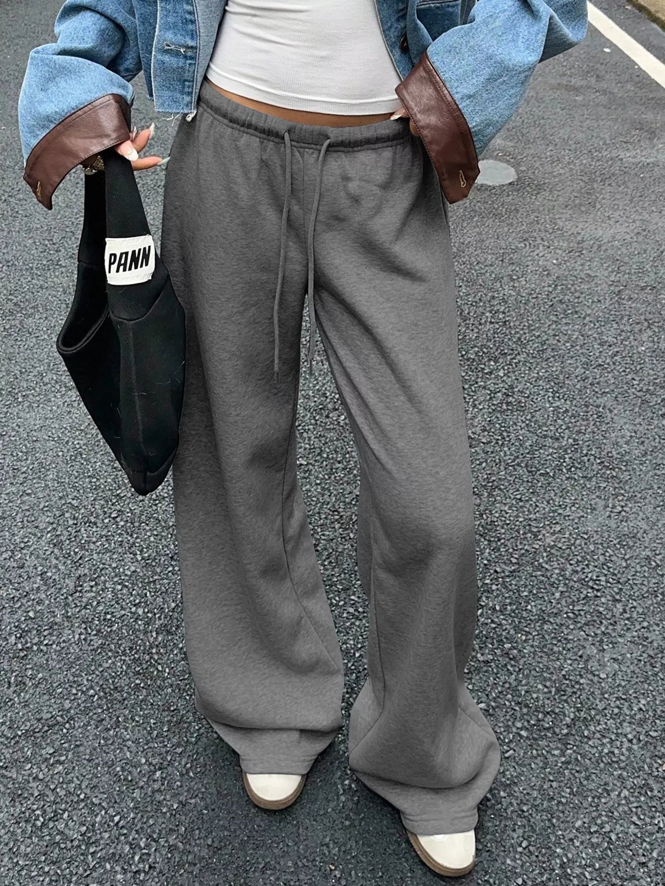 Wide Leg Drawstring Sweatpants - MAD RUFFI