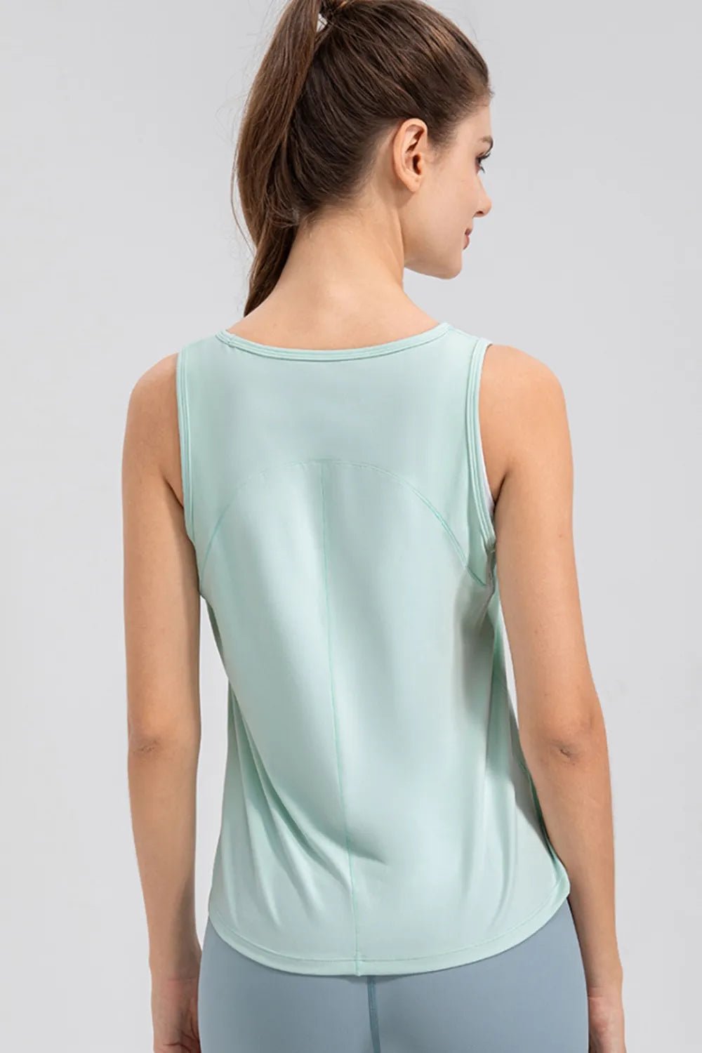 Wide Strap Round Neck Active Tank - MAD RUFFI